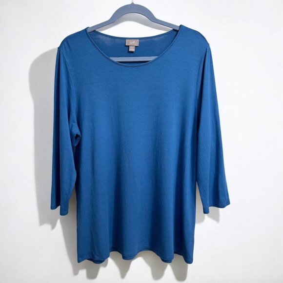 J. Jill blue three quarter sleeve stretch top - Picture 1 of 8